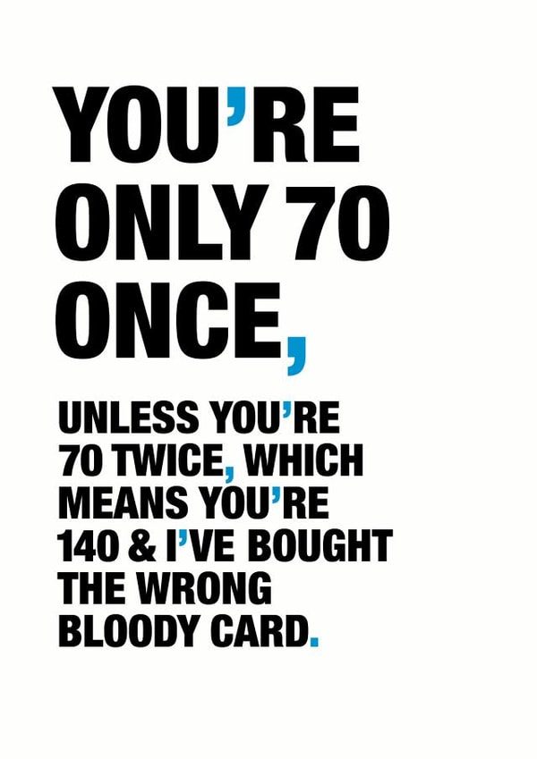 70 70th Birthday Card 9433 created by Wordplay Design