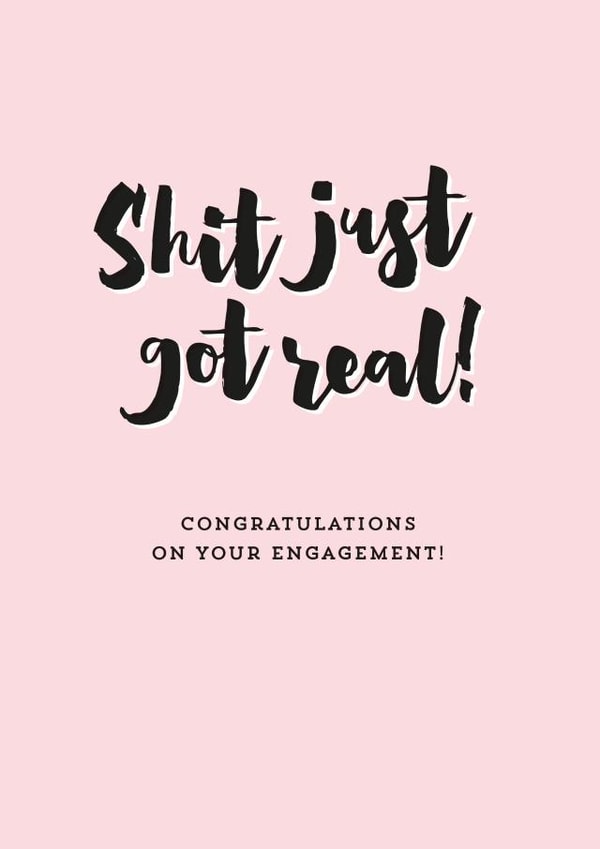 Rude Engagement card - pink and black 1000 created by Percy & Pearl