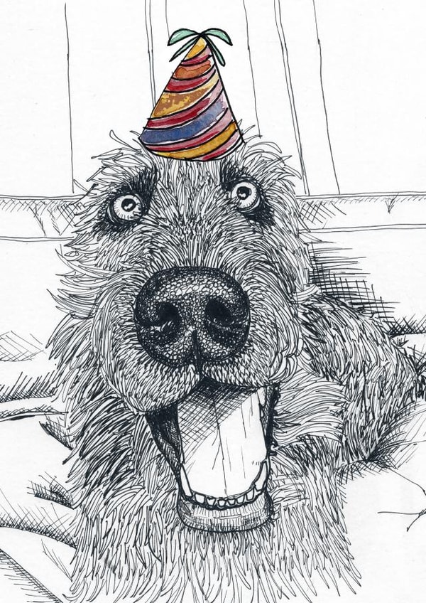 wolfhound dog Birthday Card 9204 created by Harriet Lowther