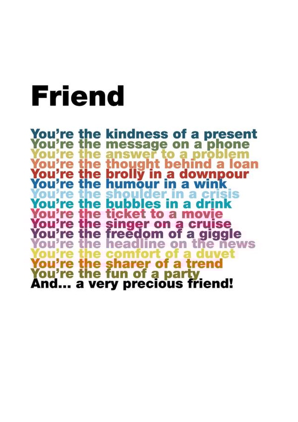 Heartfelt Birthday/Love & Friendship Card - Friend - Poem created by Joanna Miller