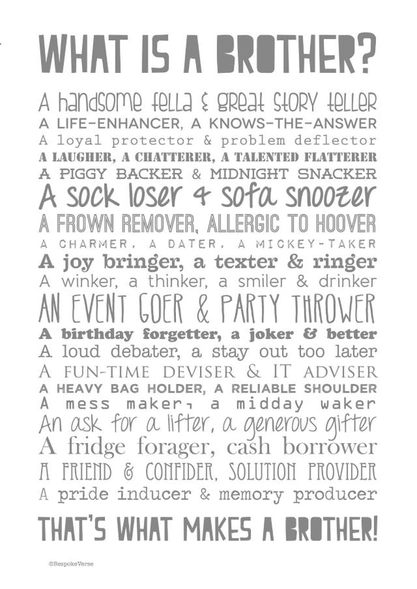 Funny Birthday Card - For Brother - What Is A Brother? created by Joanna Miller