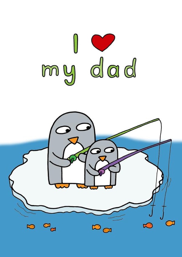 Penguin Father's Day or Birthday card - Gone fishing! created by Penguin Parade