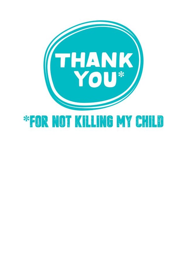 teacher killing Thank You Card 8721 created by Silly Sentiments