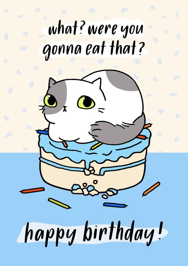 cat funny Birthday Card 9776 created by Miümi Cat