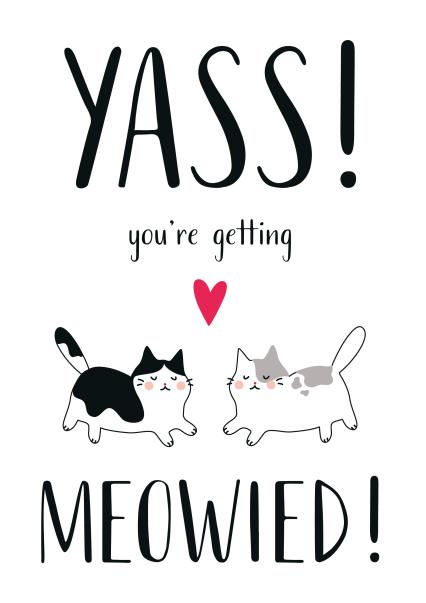 Cat bride to be card card