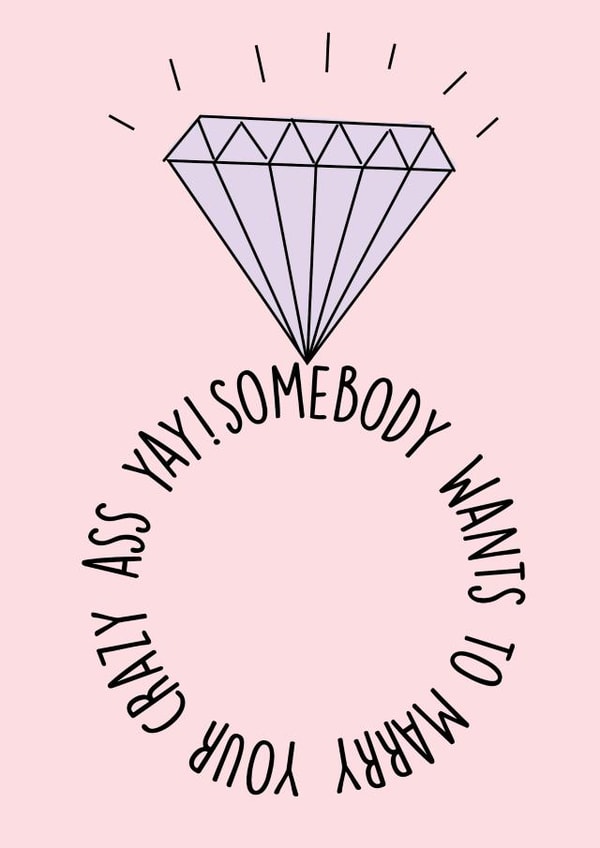 Somebody wants to marry you - ring themed engagement card created by Pack a Punch Designs