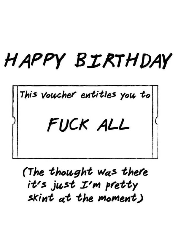 This voucher entitles you to nothing birthday card created by Pack a Punch Designs