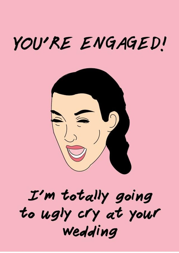 Kim Kardashian engagement card created by Pack a Punch Designs