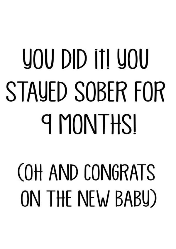 SOBER CONGRATULATIONS New Baby Card 9043 created by Pack a Punch Designs