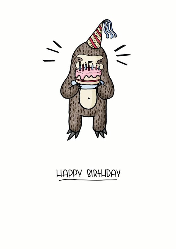Sloth Cute Birthday Card 9181 created by Bronte Laura Illustration