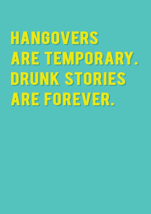 Funny Birthday Card - Hangovers - Alcohol - Drunk Stories created by Redback Cards