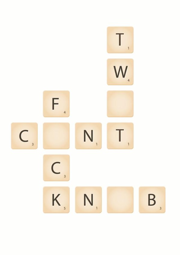 Rude scrabble card created by Lynsey Luu