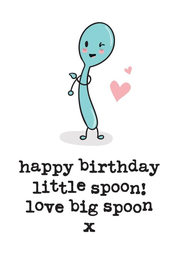 Cute Birthday Card - Little Spoon - Big Spoon - Couple - Partner created by Mrs Best Paper Co.