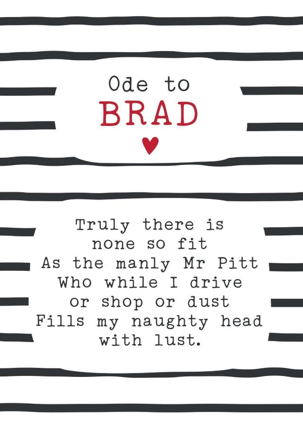 Brad Pitt Birthday Card 8667 created by Joanna Miller