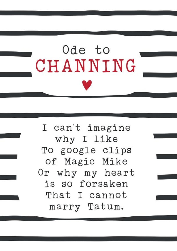 channing tatum Birthday Card 31131 created by Joanna Miller