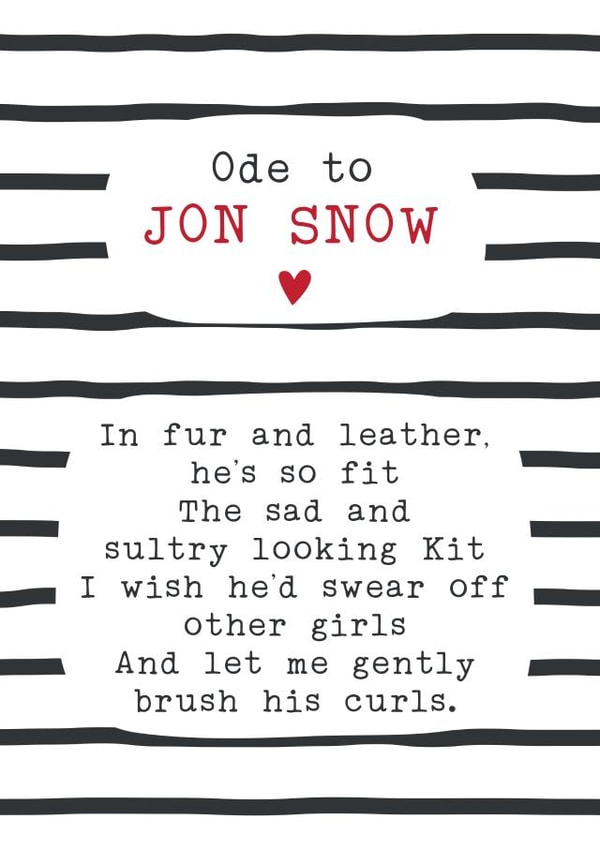 jon snow Birthday Card 31132 created by Joanna Miller