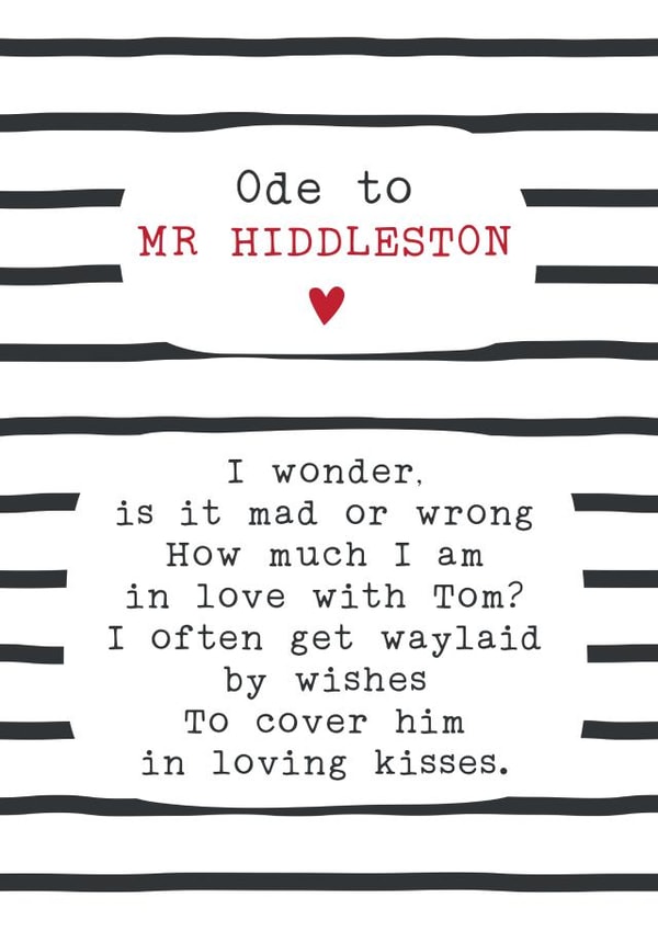 tom hiddleston Birthday Card 31134 created by Joanna Miller