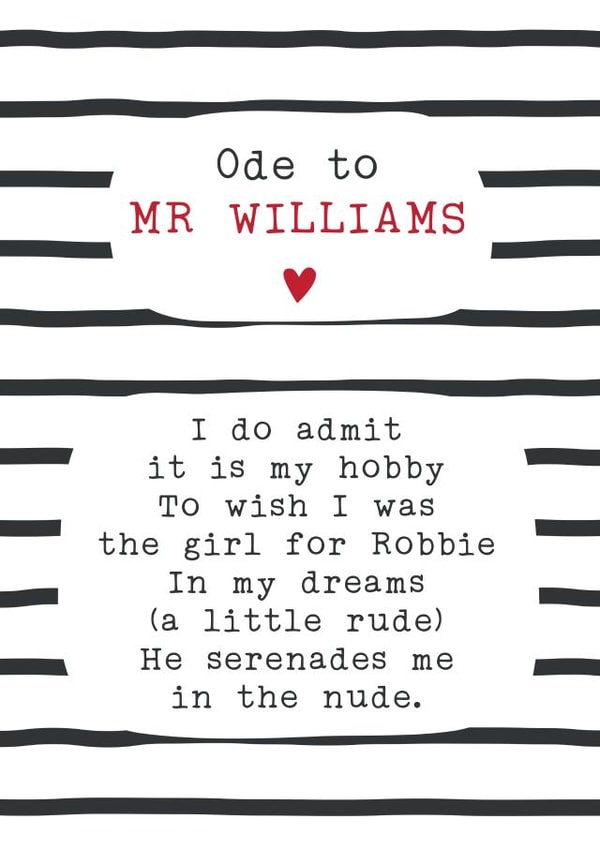 robbie williams Birthday Card 8671 created by Joanna Miller