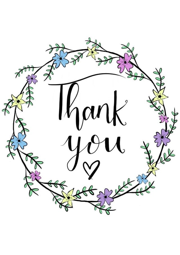 floral flowers Thank You Card 10272 created by Little Fox Creative