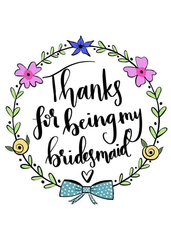 Floral coloured bridesmaid card. created by Little Fox Creative