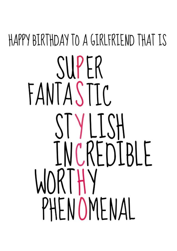 GIRLFRIEND BIRTHDAY Birthday Card 9046 created by Pack a Punch Designs