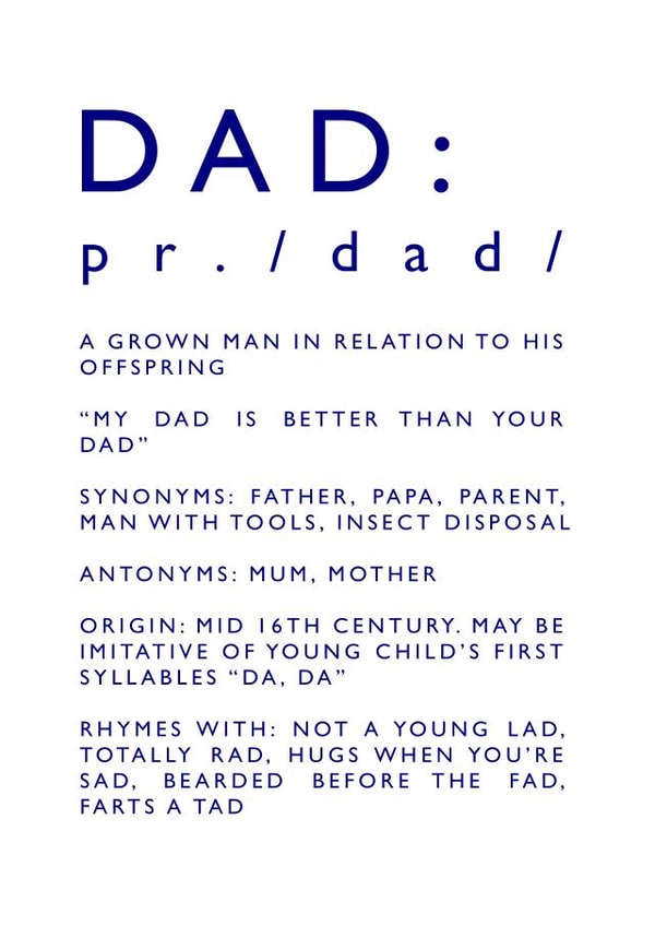 Dad Definition Birthday Card 10532 created by Newton and the Apple