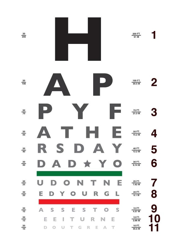 Eye Chart Father's Day Card 32878 created by Newton and the Apple