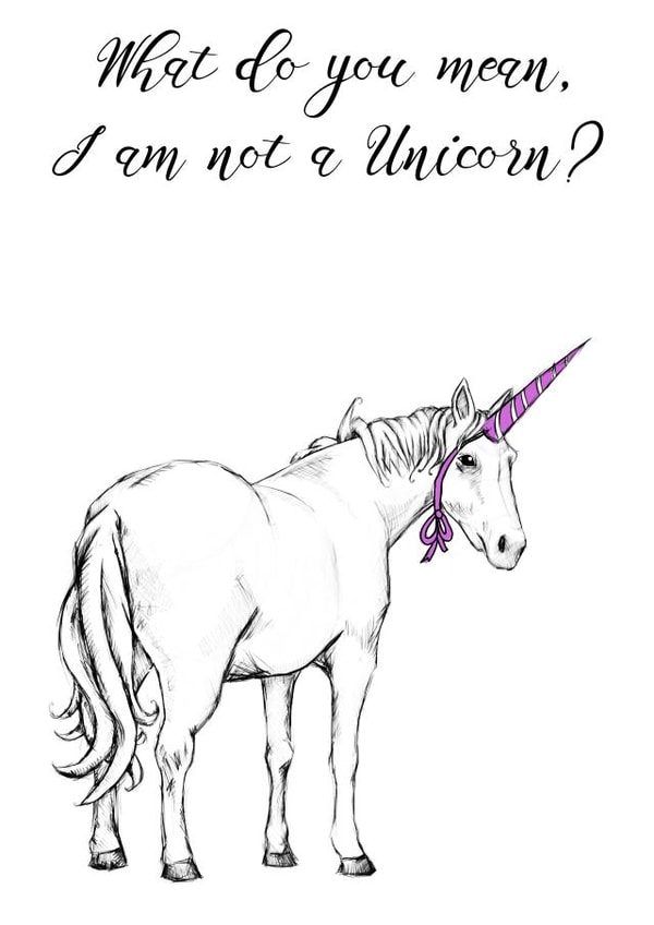 Unicorn / horse with party hat created by Amy Cockcroft