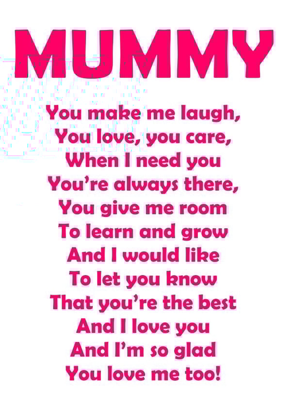 mummy mum Mothers Day Card 9848 created by Designer Poems
