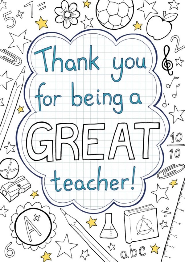 Thank you for being a great teacher colour in card created by Hazel Fisher Creations