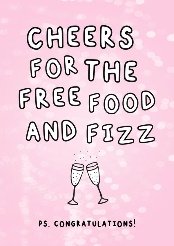 Free food and fizz - Wedding day card created by Hey Huns It's Nicole