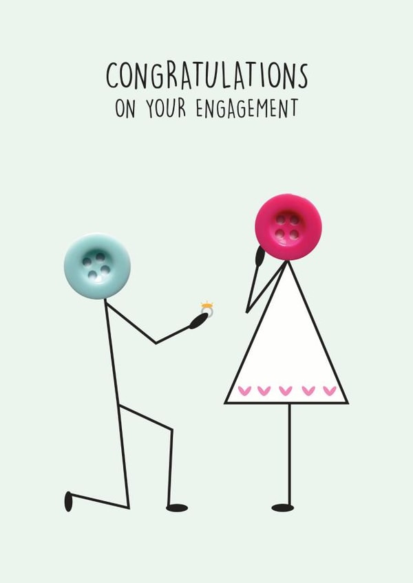 Engagement card - Stick figure illustrations - congratulations created by mrs L cards