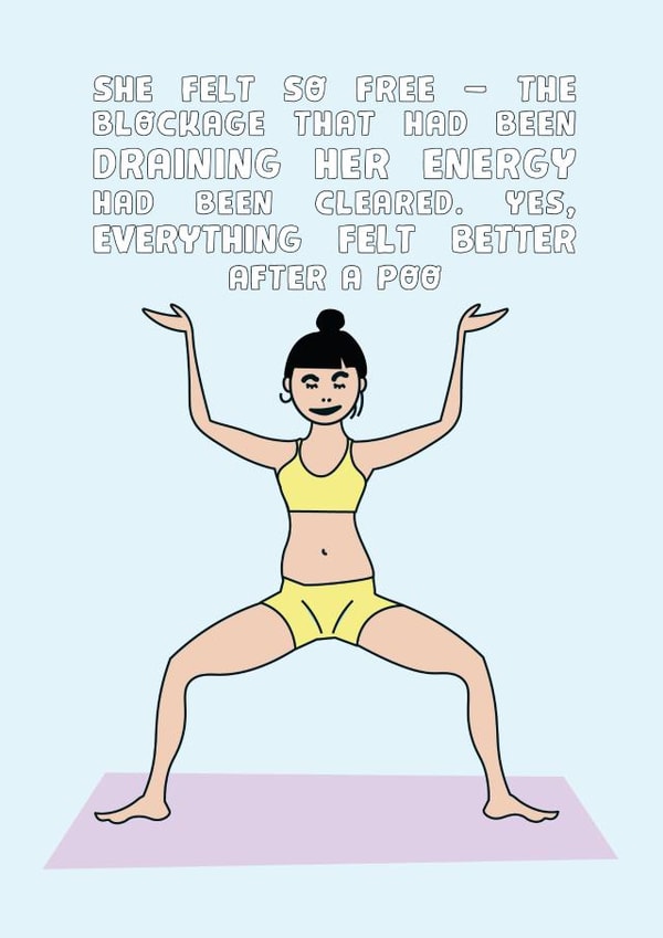 Funny yoga birthday card created by Tess Cards