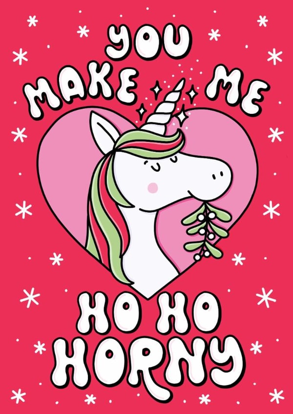 Cute and Funny Christmas card for your significant other. created by Katie Ruby Illustration