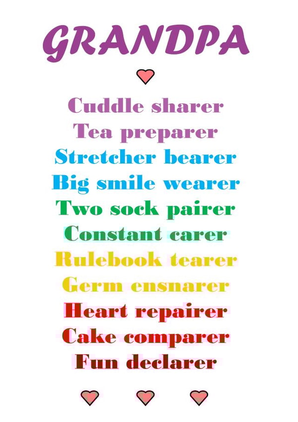 Heartfelt Birthday Card - For Grandpa - Poem created by Designer Poems