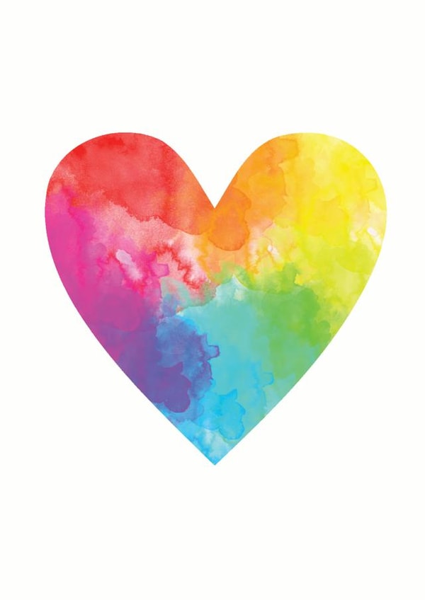 Pretty Watercolour Rainbow Heart Anniversary Card / Valentines Day Card created by Darwin Designs