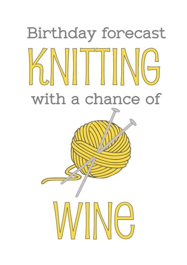 Knitting wine Birthday Card 2632 created by Doodle Dot Design Co