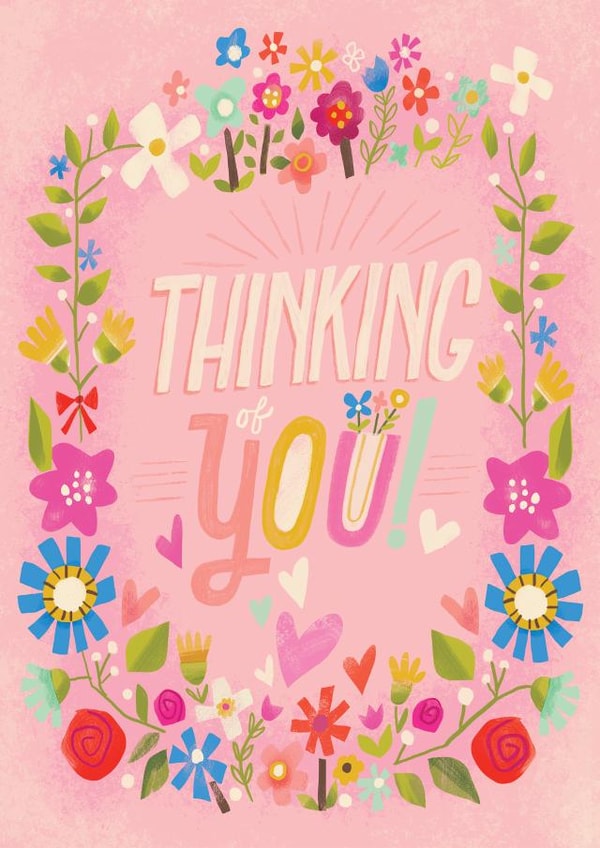 floral lettering Thinking of you Card 1767 created by Jill Howarth
