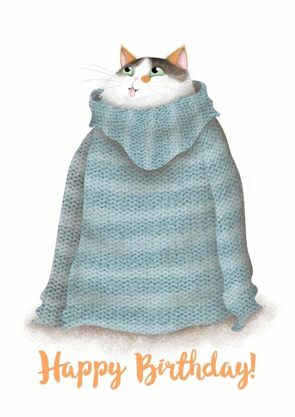 Happy Cat Birthday Card 10981 created by Sandpaper Kisses