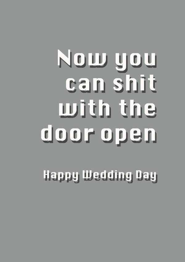 Rude - wedding day card - grey created by Potty Mouth