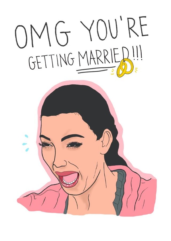 Kim Kardashian Engagement card created by Kasia Cards