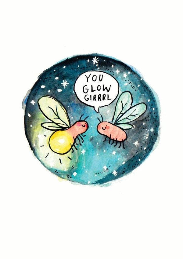 Cute Congratulations Card - Fireflies - You Glow Girl created by Jelly Armchair