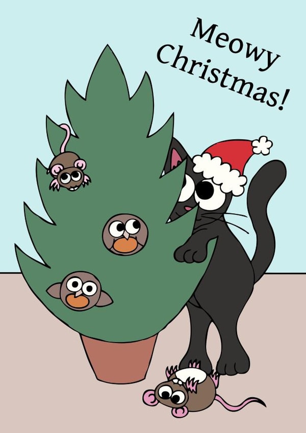 cat christmas Card 29073 created by Kim Onyskiw
