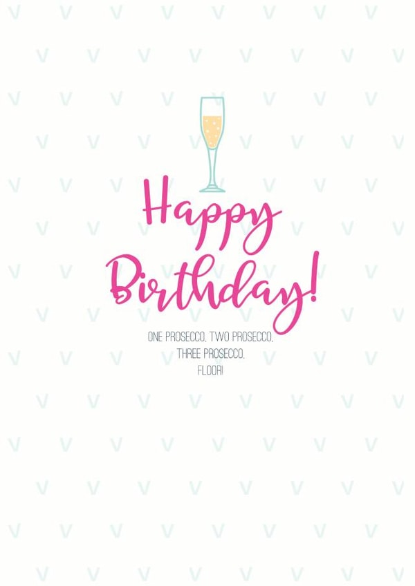 happy prosecco Birthday Card 11056 created by Sarah Hurley