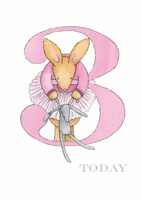 3 Today - Little Girl Bunny Age Card created by Helen Morgan Illustration