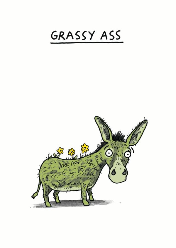 Funny Donkey Pun Thank You Card - Donkey - Grassy Ass created by Cardinky