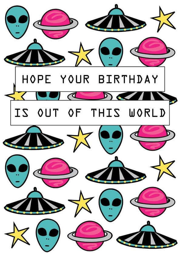 Alien space Birthday Card 5560 created by Memelou