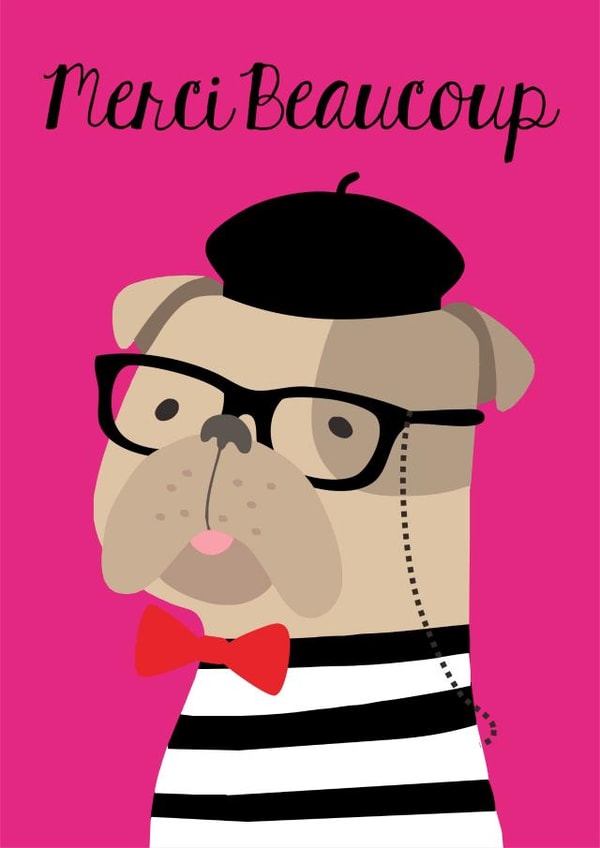 Merci Beaucoup Thank You Card 9165 created by The Grumpy Pug