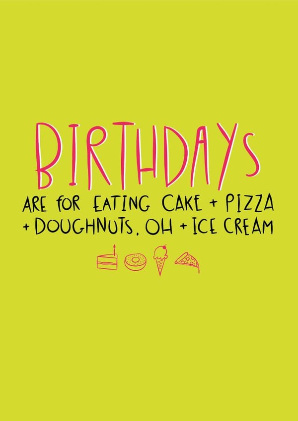 food cake Birthday Card 10801 created by The Happy Life Balance Co.