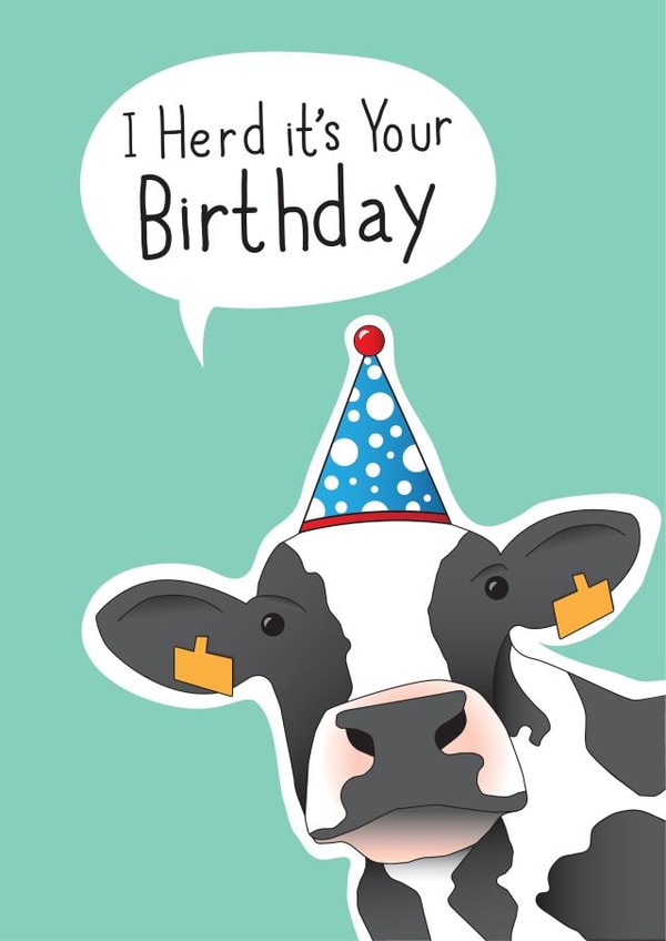 Party cow birthday card created by Pukka Design